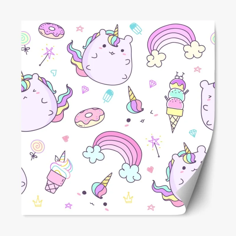 Repositionierbarer Aufkleber sonnenaufgang über einem nebligen bergrücken mit steinweg – Wallnifity®