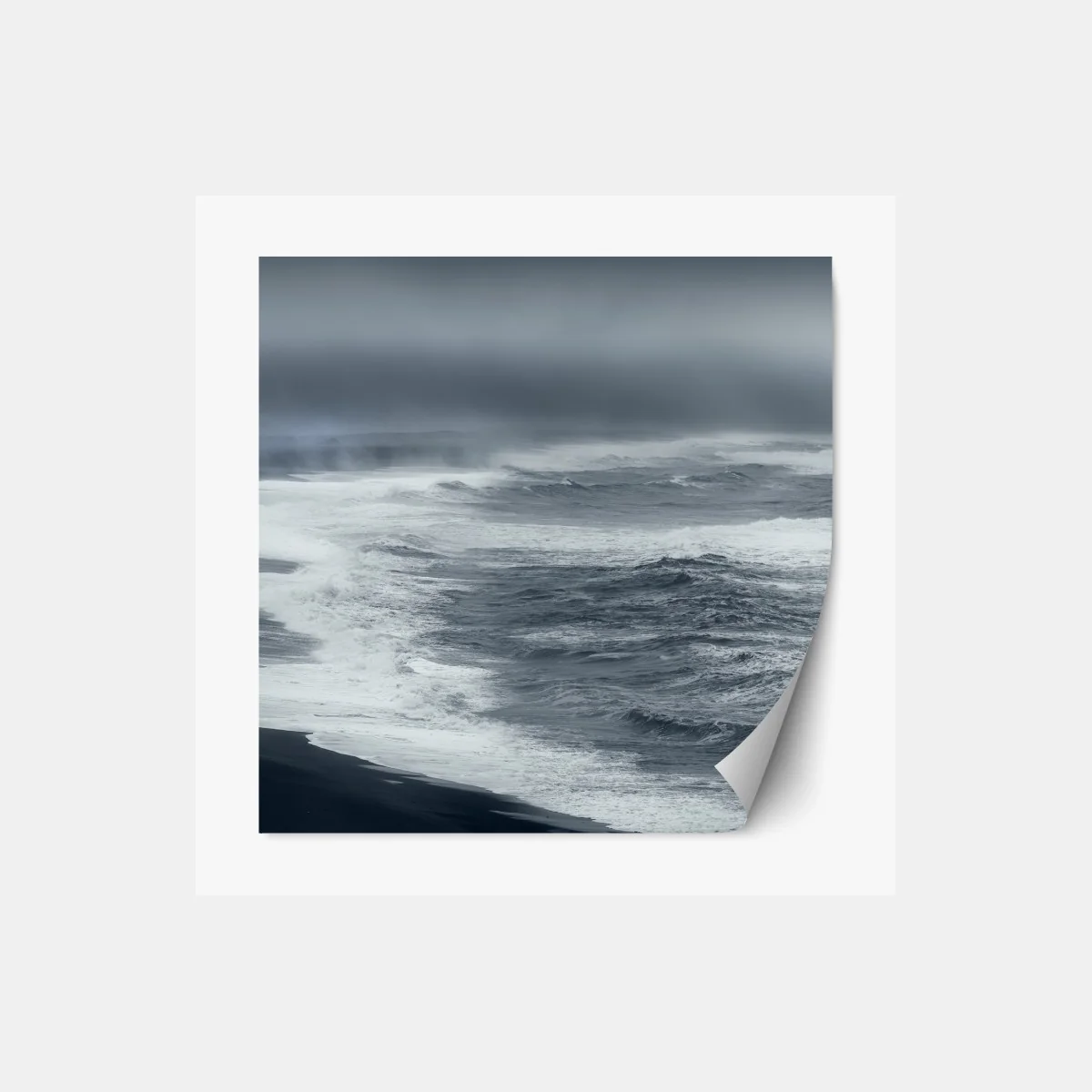 Repositionierbarer Aufkleber stürmische küste von Island panorama – Wallnifity®