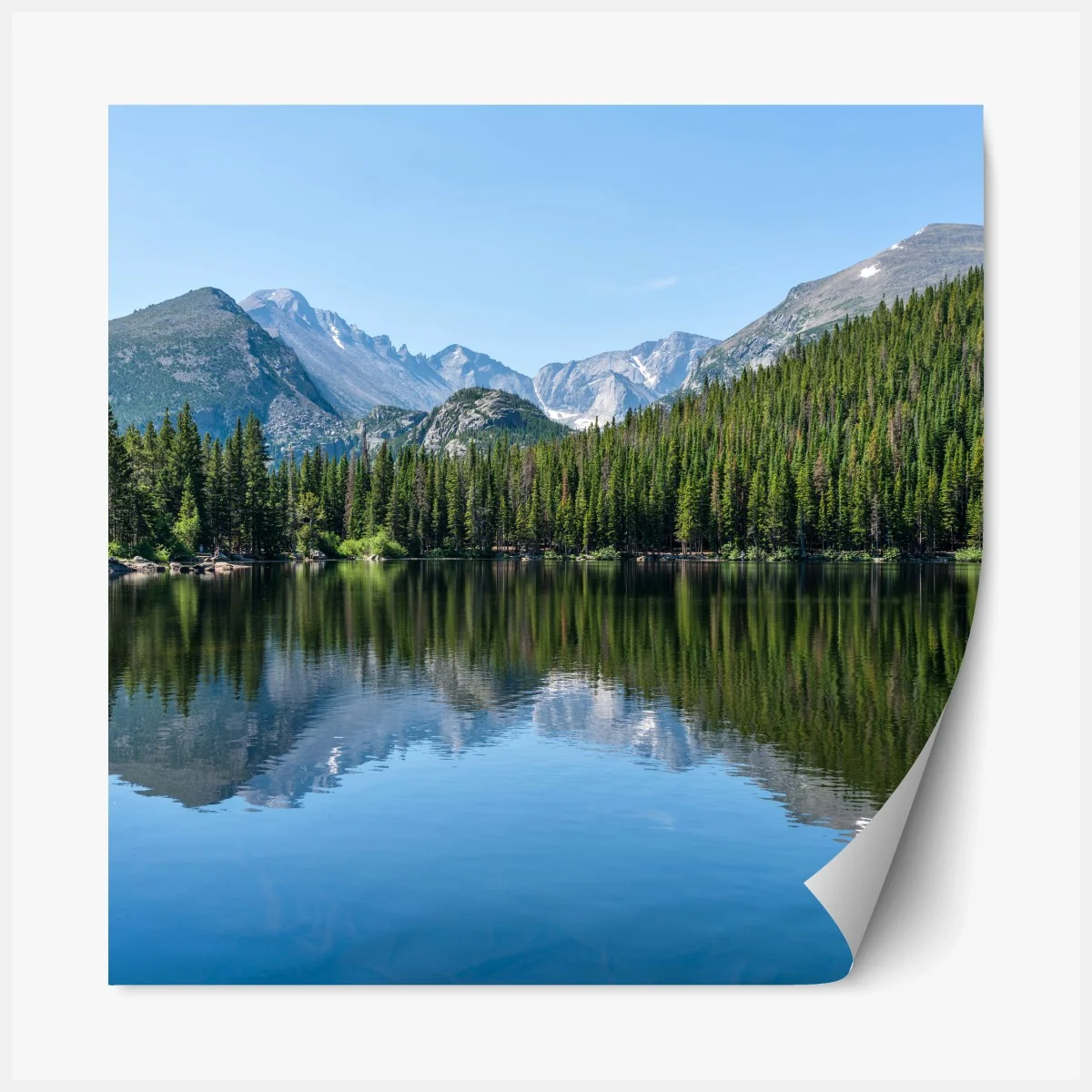 Repositionierbarer Aufkleber gebirgssee mit spiegelung – Wallnifity®