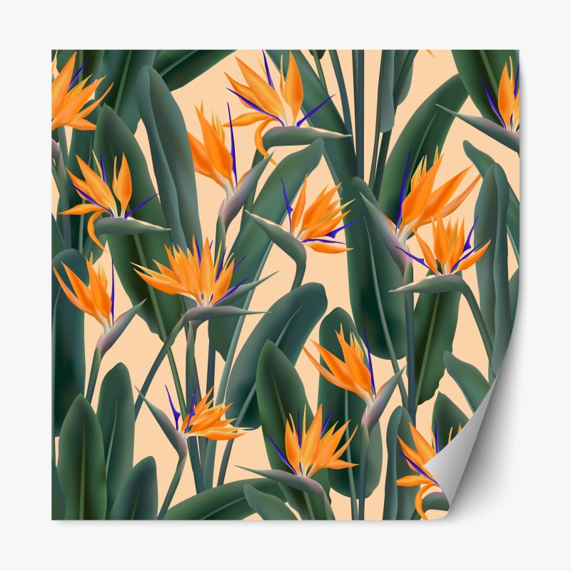 Repositionierbarer Aufkleber tropisches muster mit strelitzie