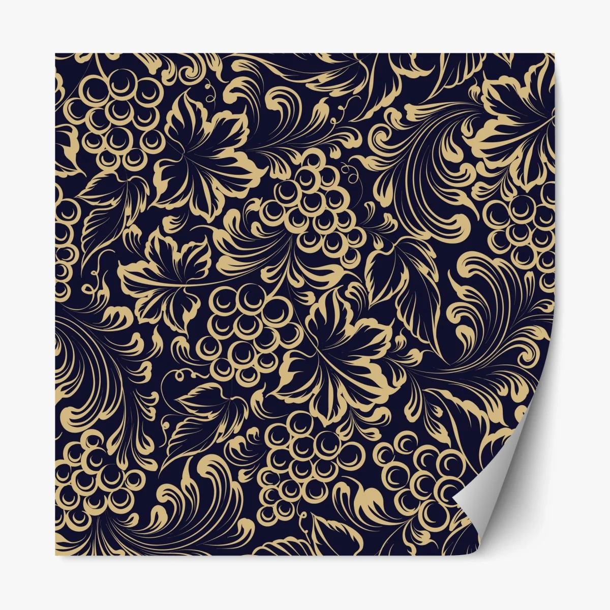 Repositionierbarer Aufkleber elegantes barockes weintraubenmuster in gold – Wallnifity® Repositionierbarer Aufkleber elegantes barockes weintraubenmuster in gold – Wallnifity®