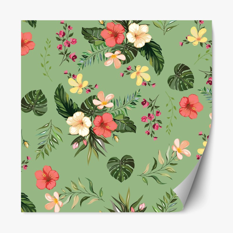 Repositionierbarer Aufkleber verspieltes abstraktes botanikmuster – Wallnifity®