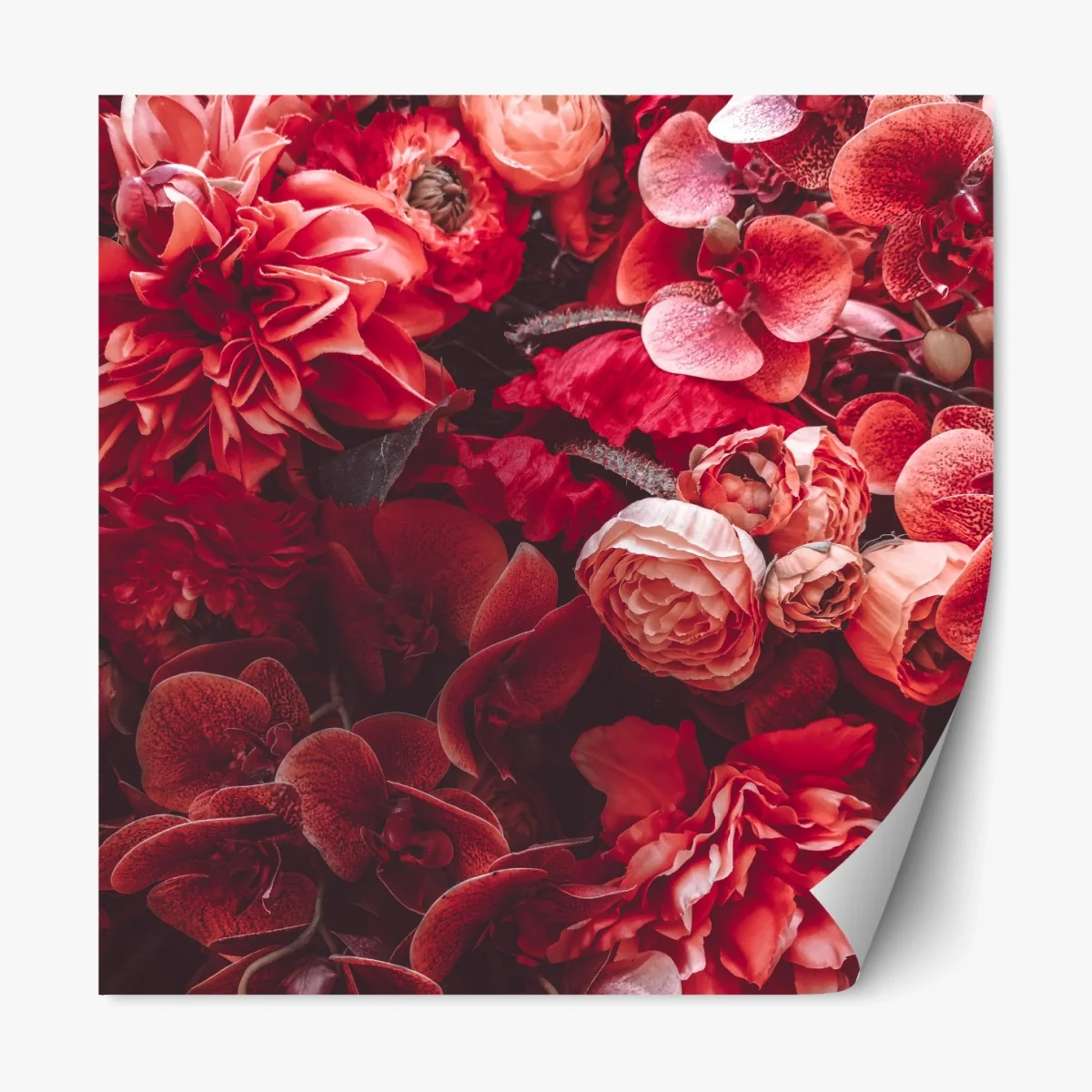 Repositionierbarer Aufkleber prächtiges blütenmeer in tiefroten tönen – Wallnifity®