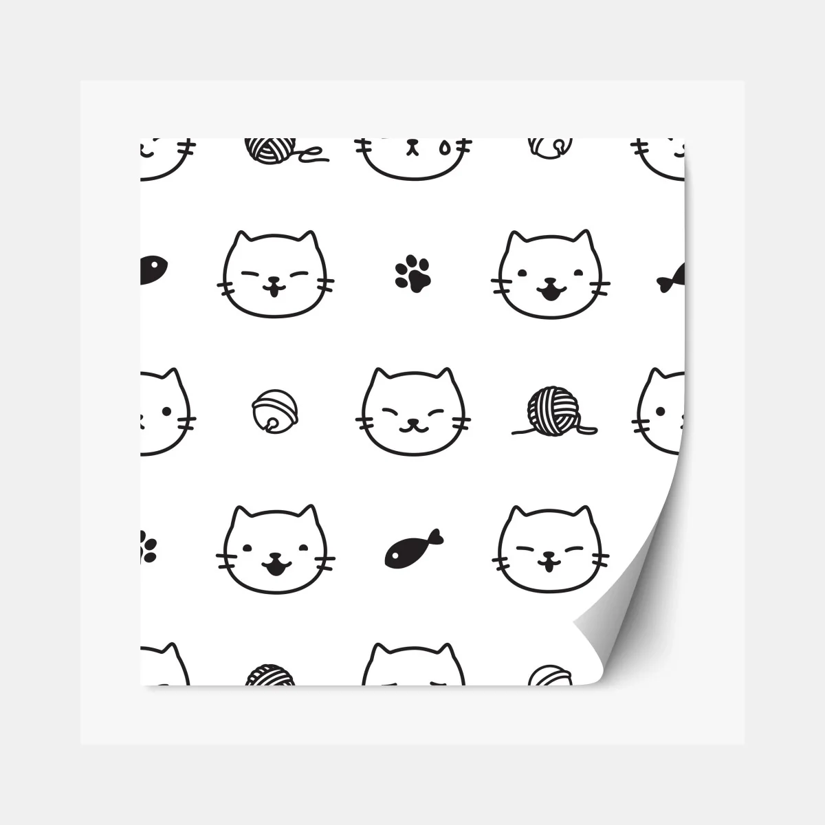 Repositionierbarer Aufkleber verspieltes katzenmuster – Wallnifity® Repositionierbarer Aufkleber verspieltes katzenmuster – Wallnifity®