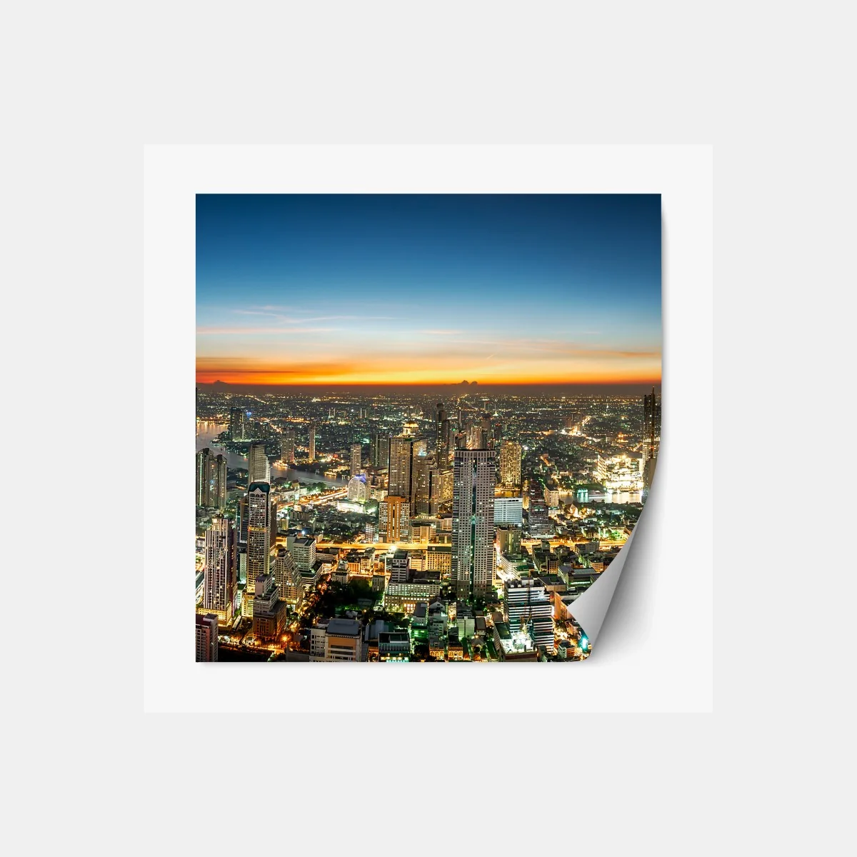 Repositionierbarer Aufkleber panorama von Bangkok bei dämmerung – Wallnifity®