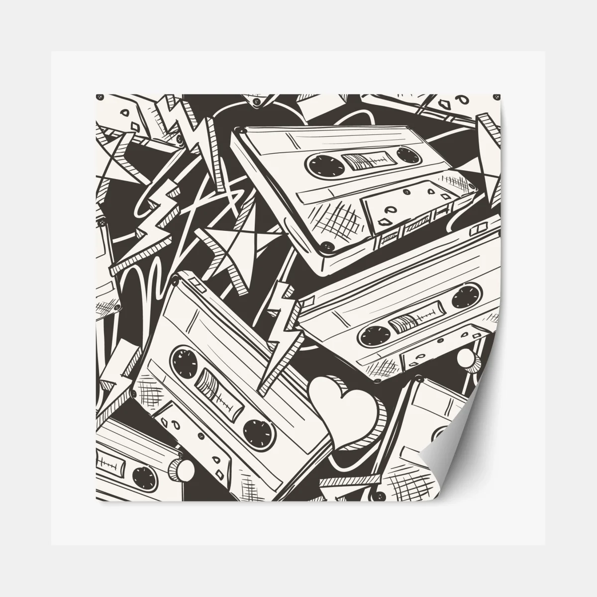 Repositionierbarer Aufkleber vintage kassettenmuster – Wallnifity® Repositionierbarer Aufkleber vintage kassettenmuster – Wallnifity®