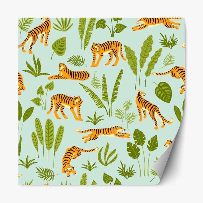 Repositionierbarer Aufkleber niedliches gestreiftes fuchsmuster – Wallnifity®