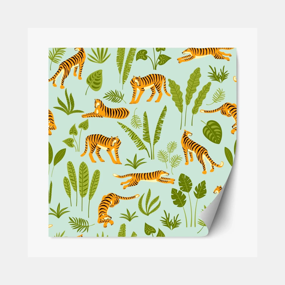 Repositionierbarer Aufkleber verspieltes tiger dschungel muster – Wallnifity®