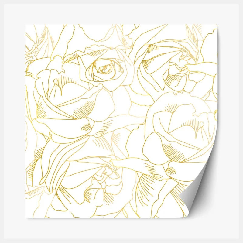 Repositionierbarer Aufkleber goldene rosen linienzeichnung