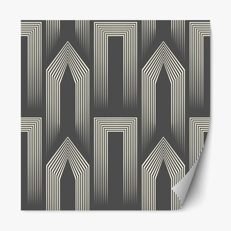 Repositionierbarer Aufkleber geometrisches art-deco-muster in grau und beige