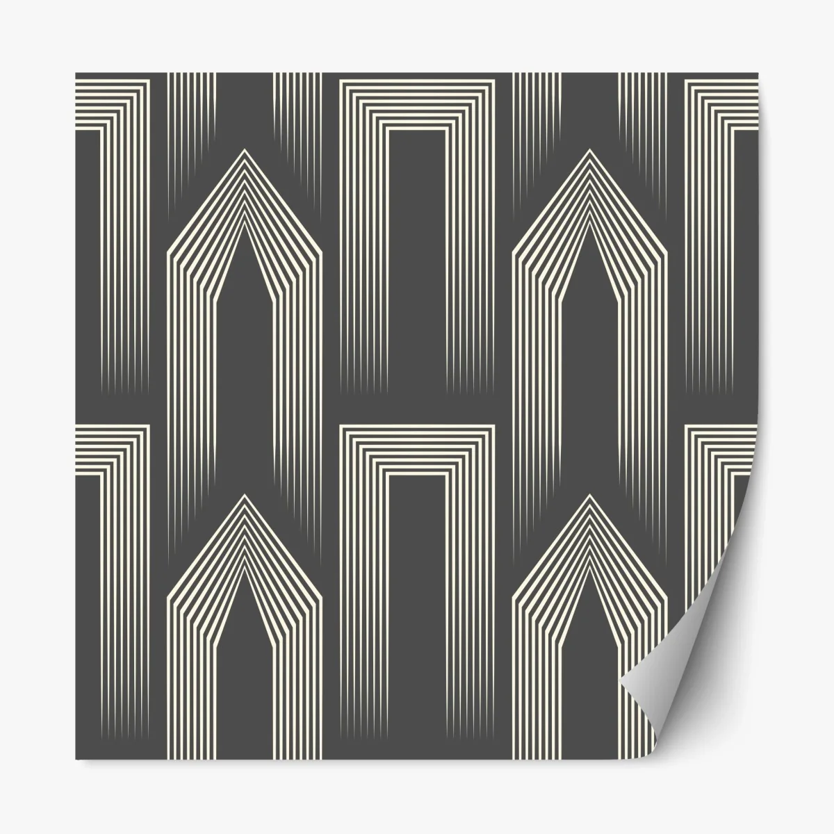 Repositionierbarer Aufkleber geometrisches art-deco-muster in grau und beige – Wallnifity®