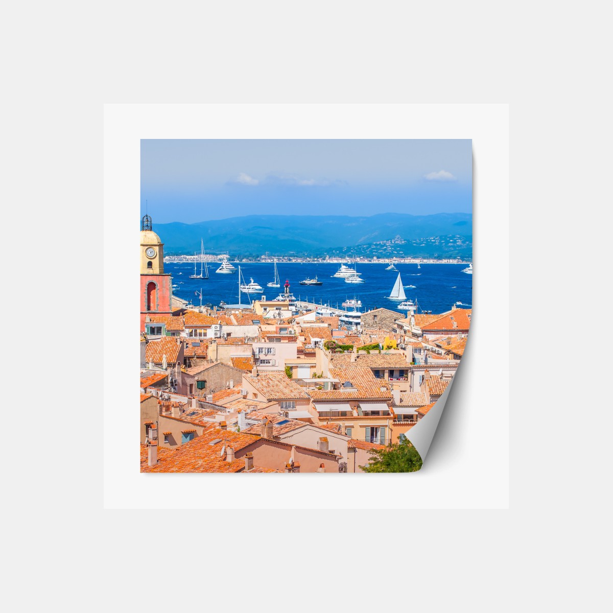 Repositionierbarer Aufkleber sonniges mediterranes hafenpanorama – Wallnifity® Repositionierbarer Aufkleber sonniges mediterranes hafenpanorama – Wallnifity®