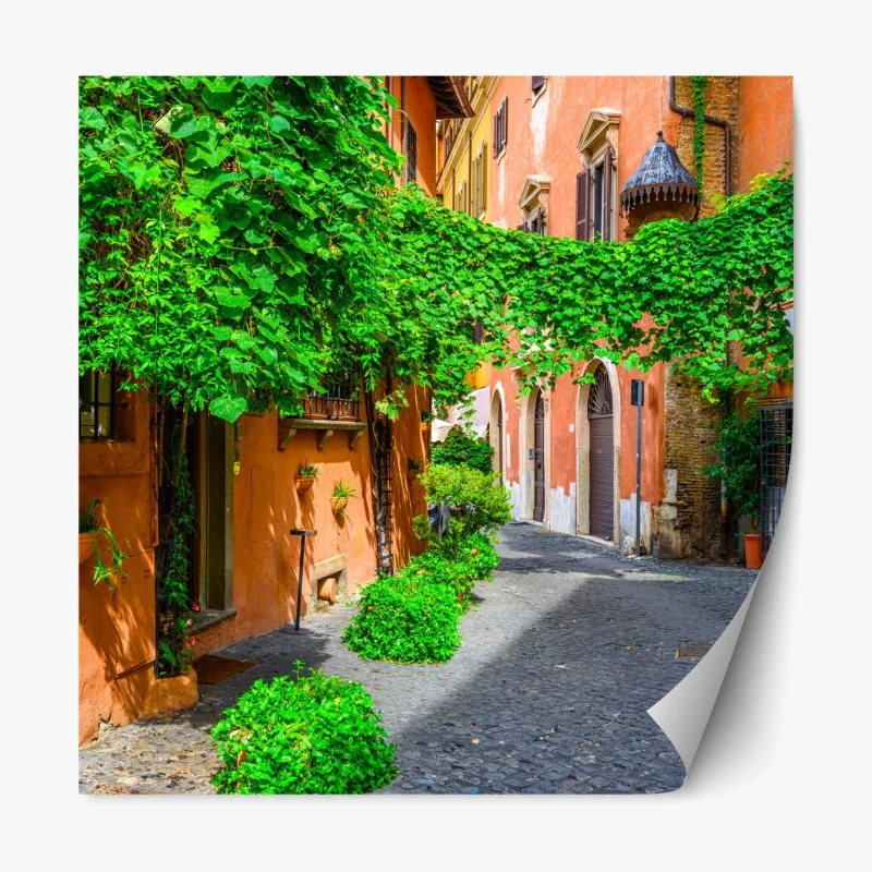 Repositionierbarer Aufkleber malerische gasse in Trastevere, Rom