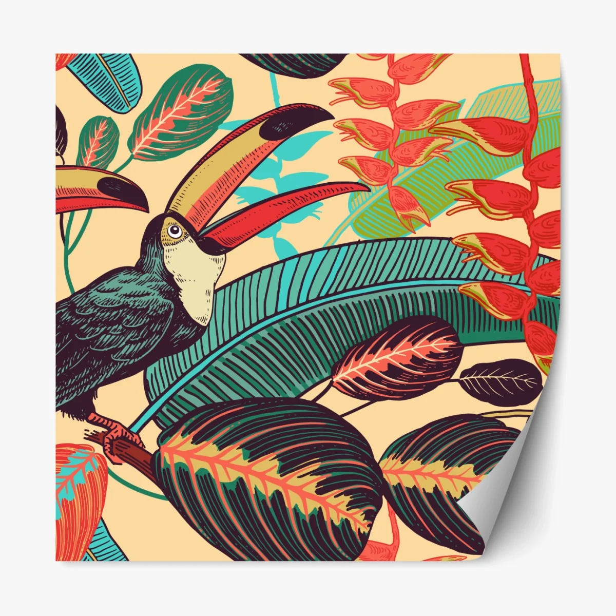Repositionierbarer Aufkleber tropisches tukanparadies – Wallnifity®