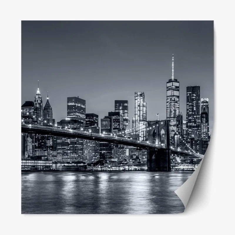 Repositionierbarer Aufkleber New York skyline bei nacht