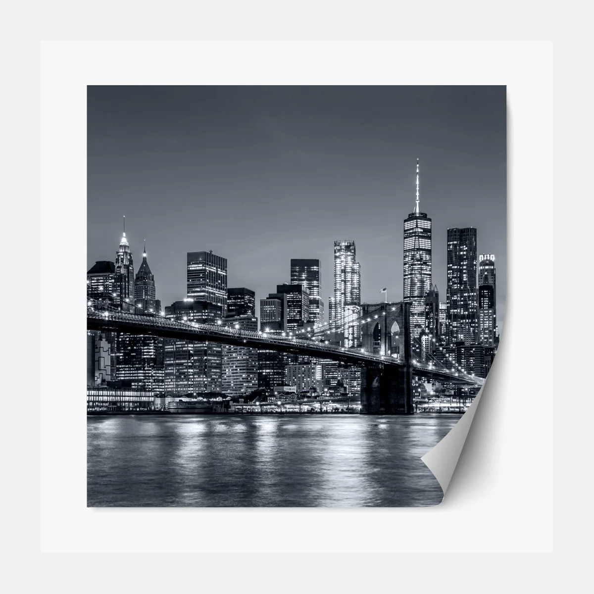 Repositionierbarer Aufkleber New York skyline bei nacht – Wallnifity® Repositionierbarer Aufkleber New York skyline bei nacht – Wallnifity®