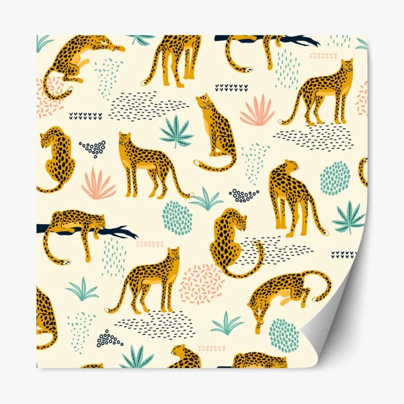 Repositionierbarer Aufkleber verspieltes gepardenmuster in pastelltönen