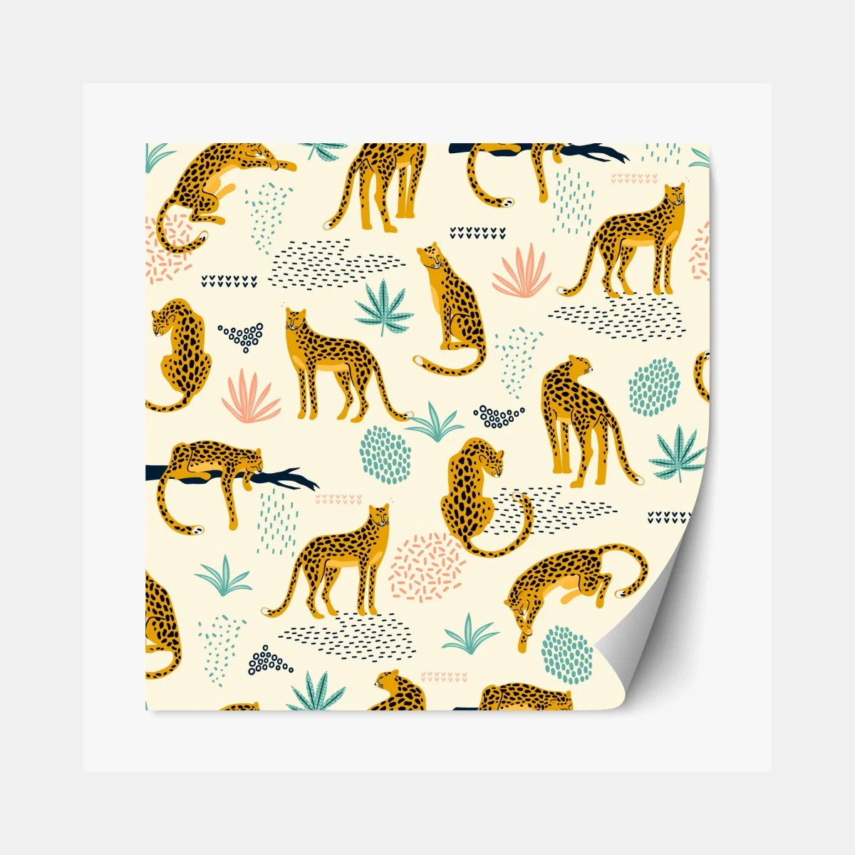 Repositionierbarer Aufkleber verspieltes gepardenmuster in pastelltönen – Wallnifity®