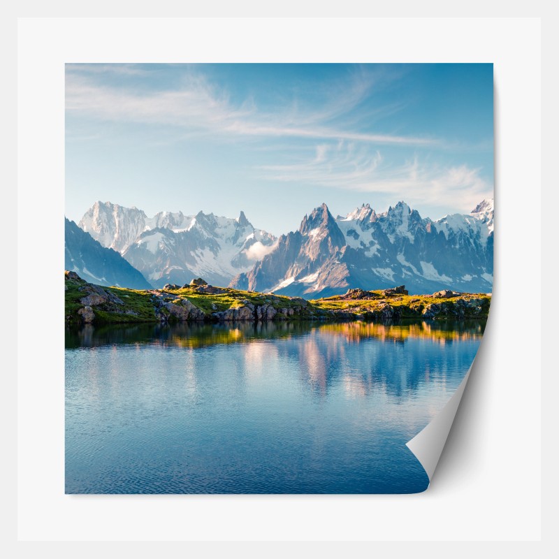 Repositionierbarer Aufkleber majestätischer schneebedeckter berggipfel – Wallnifity®