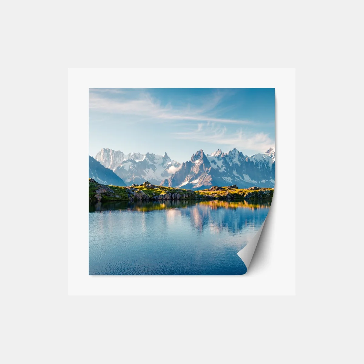 Repositionierbarer Aufkleber panorama von Lac Blanc und Mont Blanc – Wallnifity® Repositionierbarer Aufkleber panorama von Lac Blanc und Mont Blanc – Wallnifity®