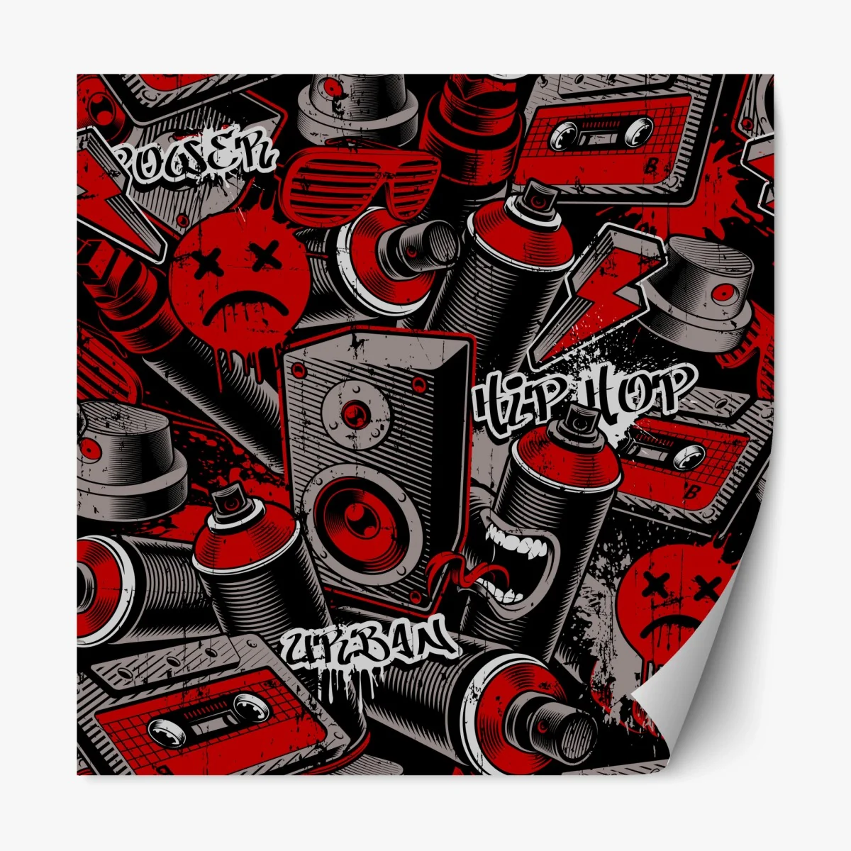 Repositionierbarer Aufkleber urbanes graffiti hip hop collage – Wallnifity® Repositionierbarer Aufkleber urbanes graffiti hip hop collage – Wallnifity®