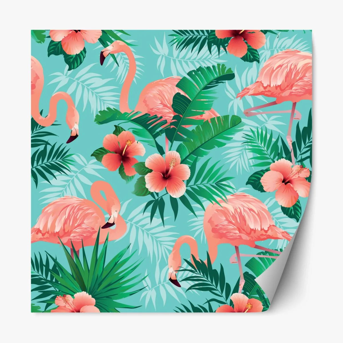 Repositionierbarer Aufkleber tropische flamingo-oase – Wallnifity®