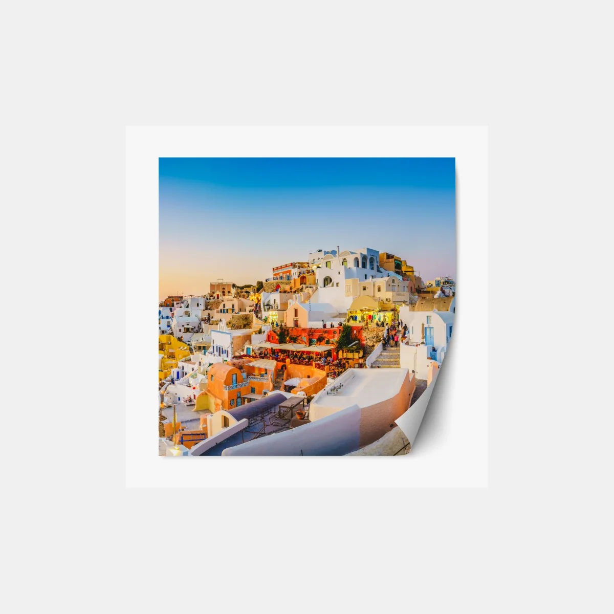 Repositionierbarer Aufkleber sonnenuntergang über Santorini panoramaansicht – Wallnifity® Repositionierbarer Aufkleber sonnenuntergang über Santorini panoramaansicht – Wallnifity®