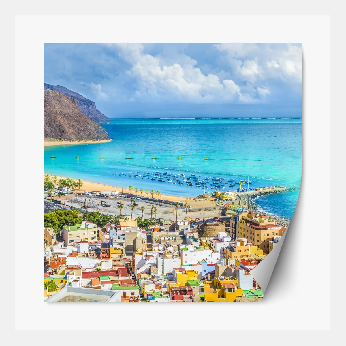 Repositionierbarer Aufkleber panorama des Strandes Las Teresitas, Teneriffa – Wallnifity®