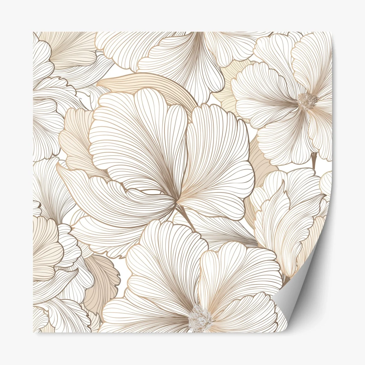 Repositionierbarer Aufkleber zarte beige blumenillustration – Wallnifity® Repositionierbarer Aufkleber zarte beige blumenillustration – Wallnifity®