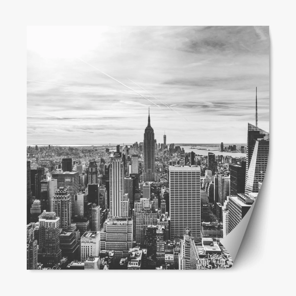 Repositionierbarer Aufkleber panorama von New York in graustufen – Wallnifity® Repositionierbarer Aufkleber panorama von New York in graustufen – Wallnifity®