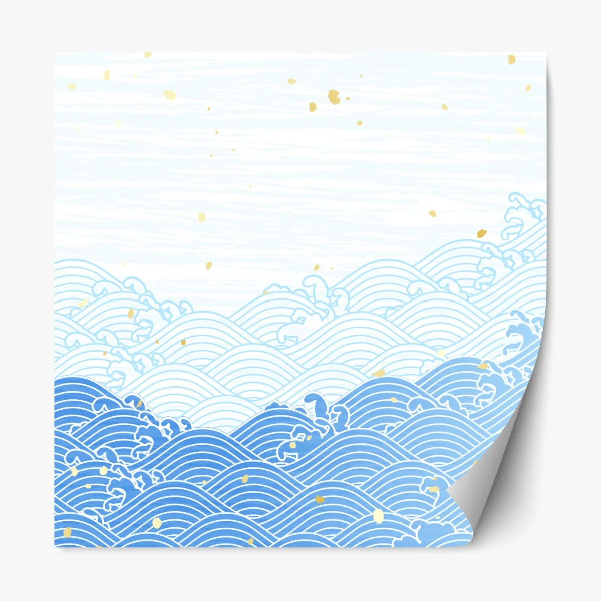 Repositionierbarer Aufkleber ruhige blaue wellen mit goldakzenten – Wallnifity® Repositionierbarer Aufkleber ruhige blaue wellen mit goldakzenten – Wallnifity®