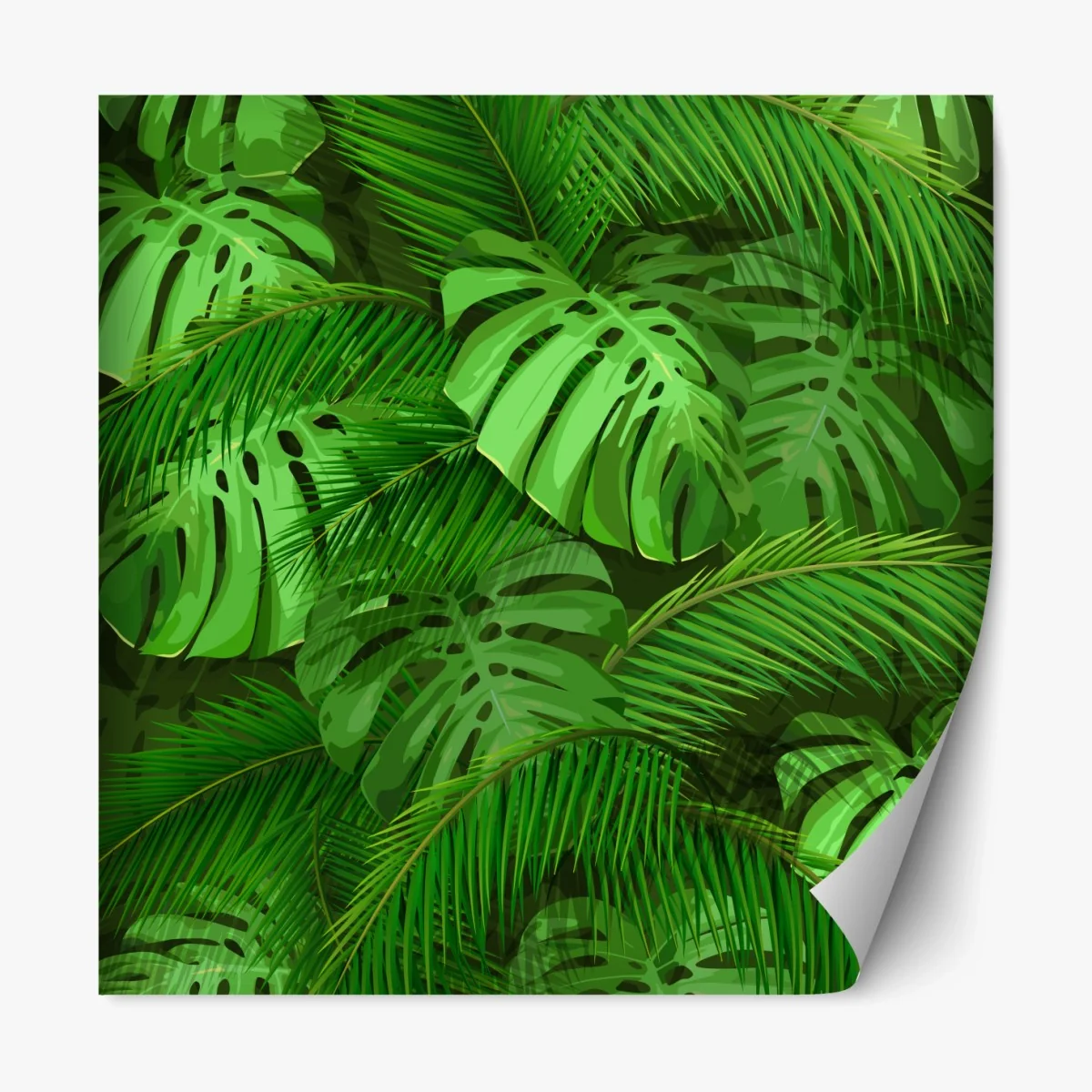 Repositionierbarer Aufkleber üppige tropische monstera- und palmenblätter – Wallnifity®