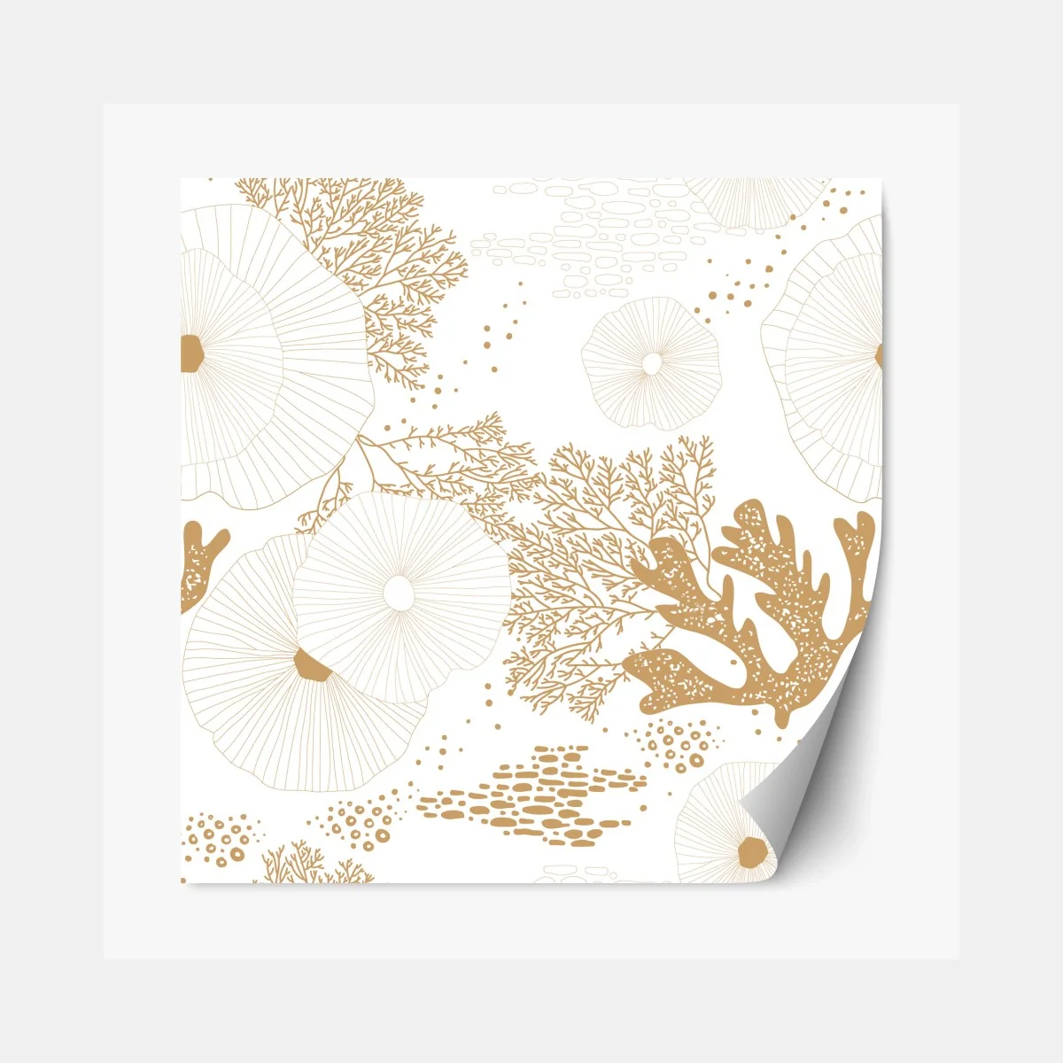 Repositionierbarer Aufkleber zartes goldenes korallenmuster – Wallnifity®