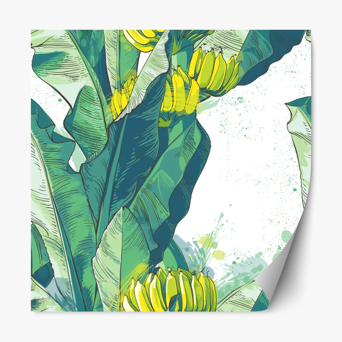 Repositionierbarer Aufkleber tropische bananenblatt-illustration – Wallnifity® Repositionierbarer Aufkleber tropische bananenblatt-illustration – Wallnifity®