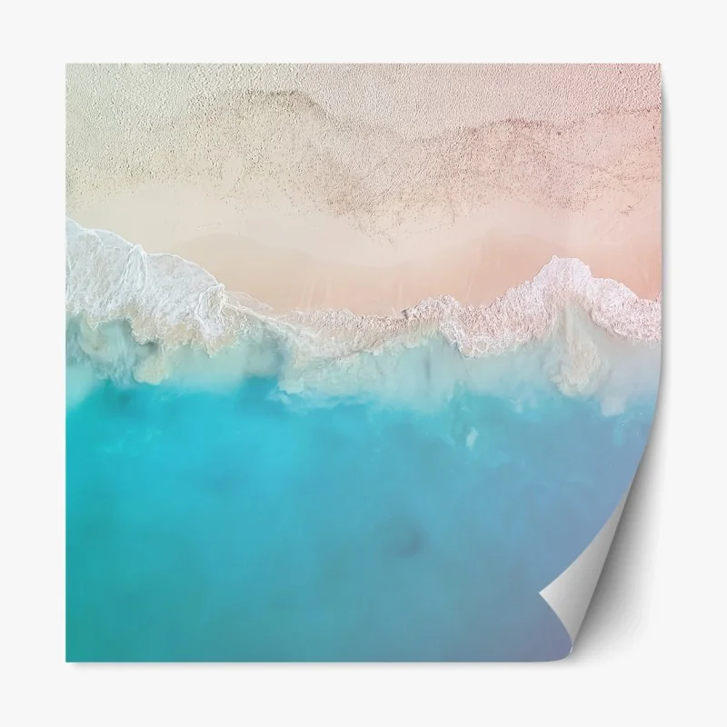 Repositionierbarer Aufkleber pastell türkis strand aus der luft – Wallnifity® Repositionierbarer Aufkleber pastell türkis strand aus der luft – Wallnifity®