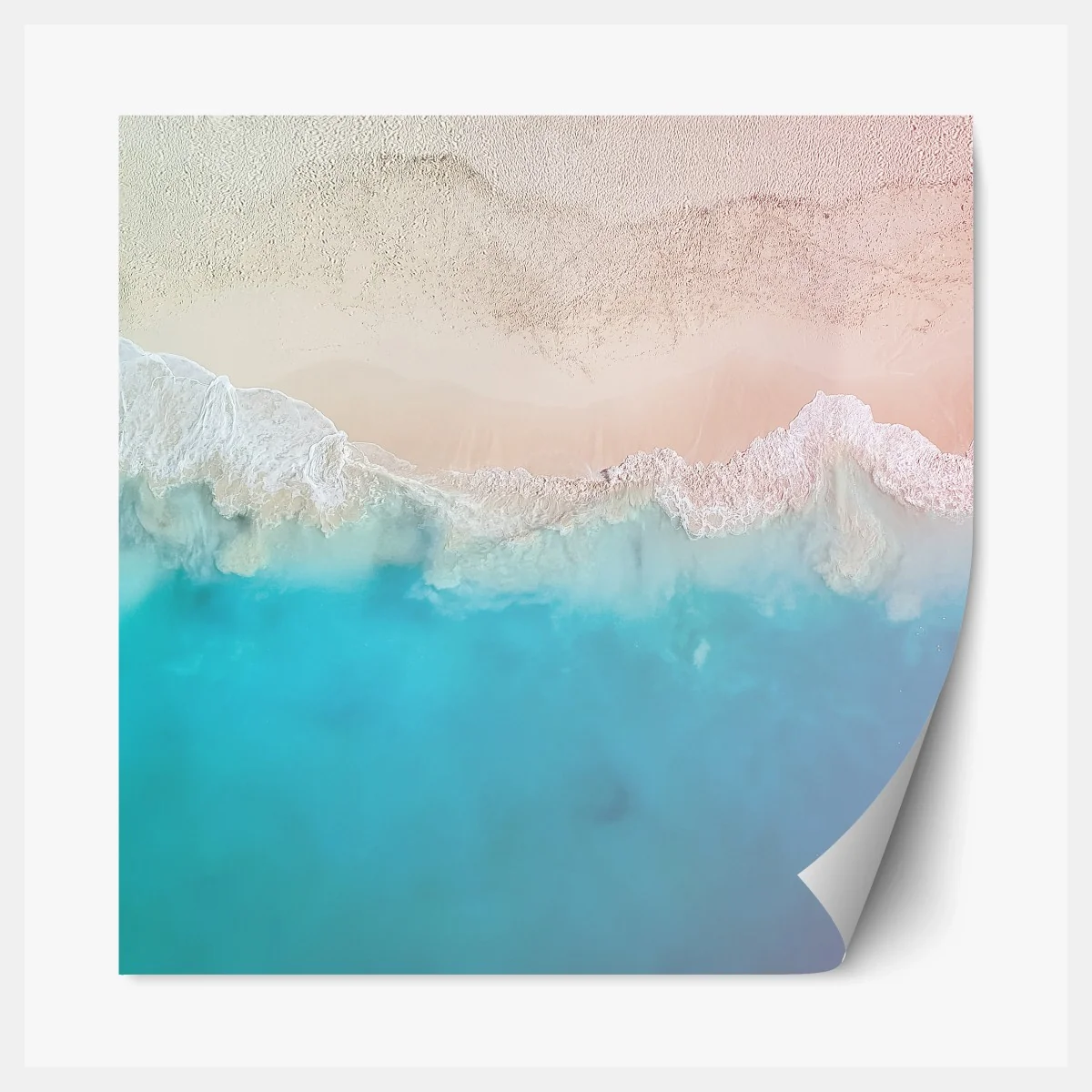 Repositionierbarer Aufkleber pastell türkis strand aus der luft – Wallnifity® Repositionierbarer Aufkleber pastell türkis strand aus der luft – Wallnifity®