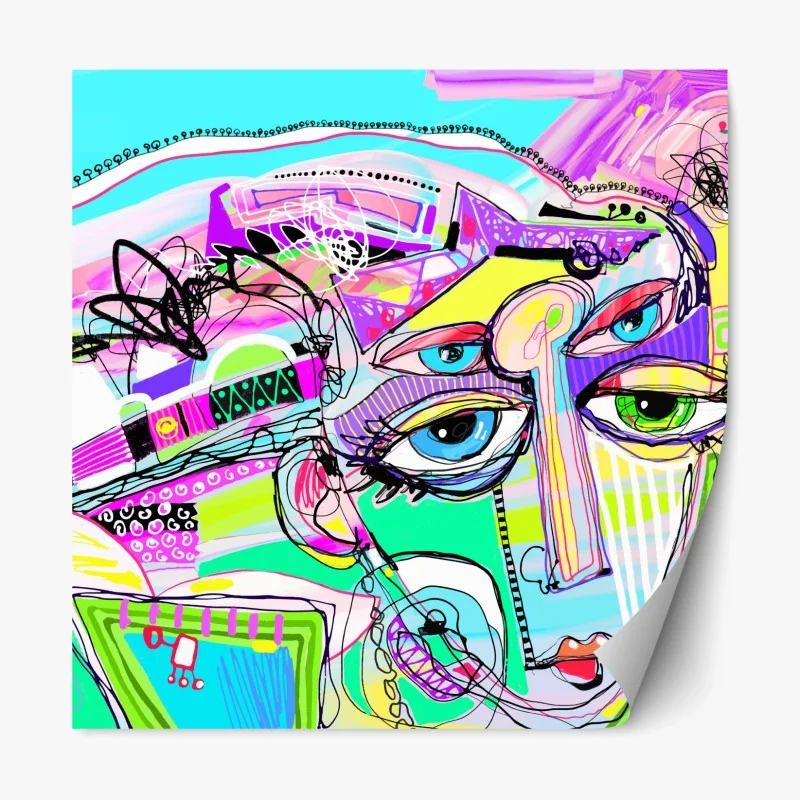 Repositionierbarer Aufkleber buntes abstraktes gesichtsporträt