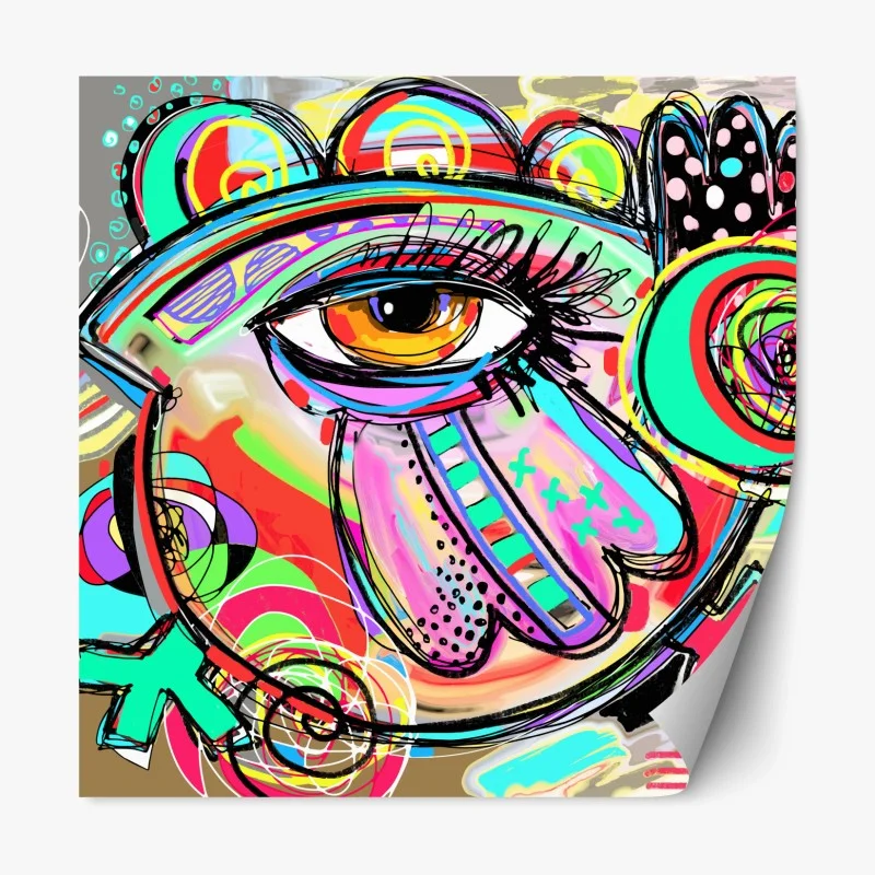 Repositionierbarer Aufkleber lebhaftes abstraktes auge im pop-art stil