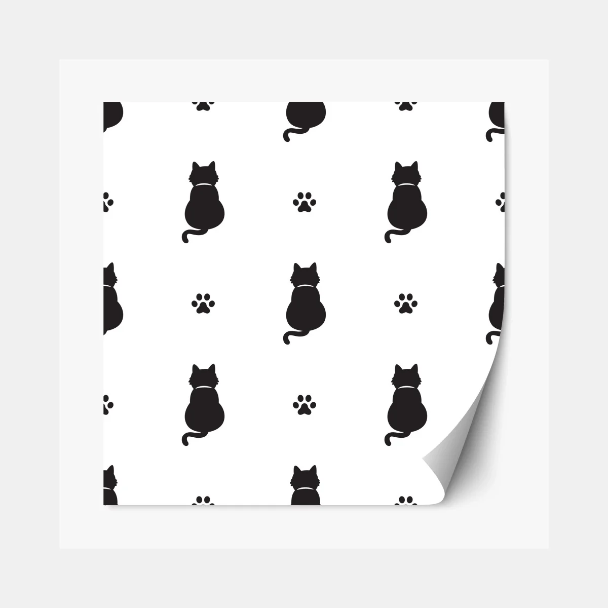 Repositionierbarer Aufkleber muster mit schwarzen katzensilhouetten – Wallnifity®