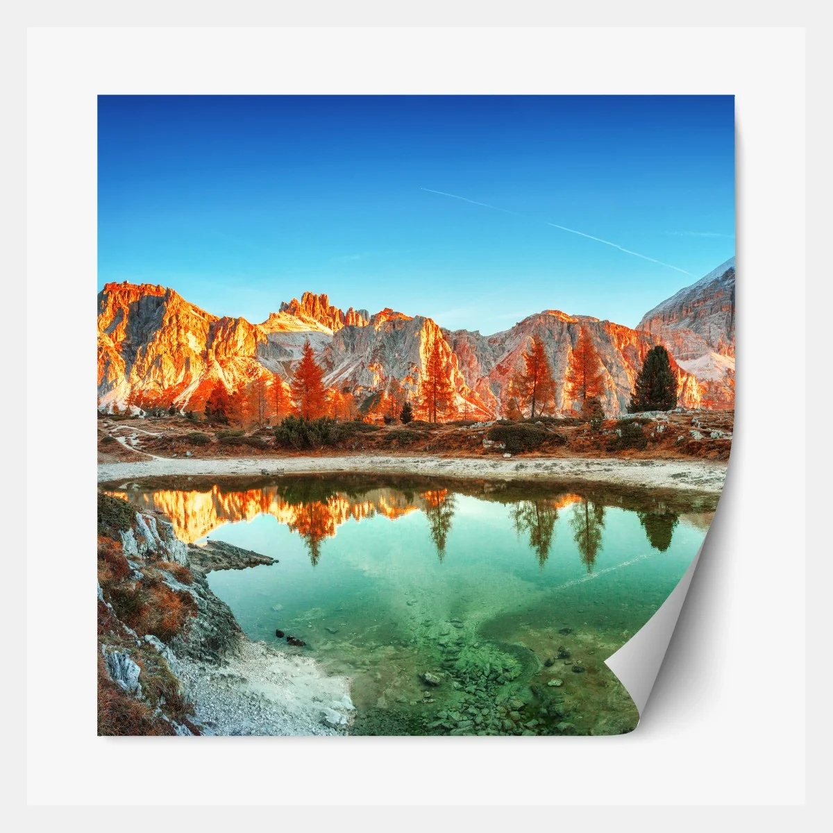 Repositionierbarer Aufkleber alpiner sonnenaufgang über bergsee – Wallnifity®