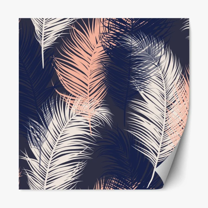 Repositionierbarer Aufkleber federmuster in marineblau und rosa