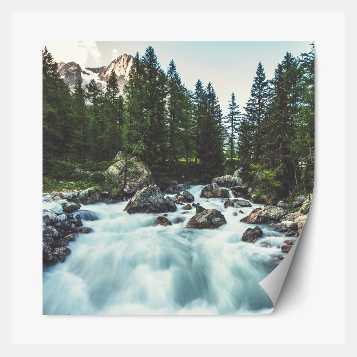 Repositionierbarer Aufkleber malerischer alpiner fluss im Ferret Valley – Wallnifity®