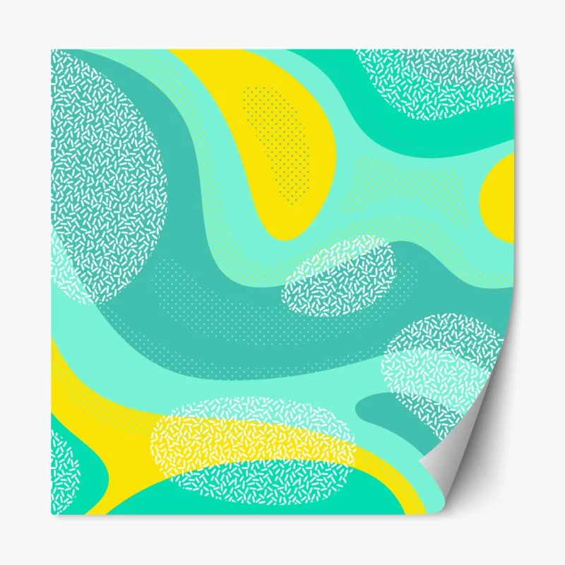 Repositionierbarer Aufkleber türkis-gelbes abstraktes muster