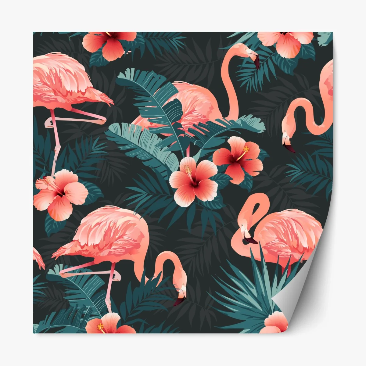 Repositionierbarer Aufkleber tropisches muster mit rosa flamingos – Wallnifity® Repositionierbarer Aufkleber tropisches muster mit rosa flamingos – Wallnifity®