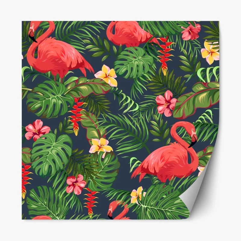 Repositionierbarer Aufkleber tropisches flamingo botanisches design
