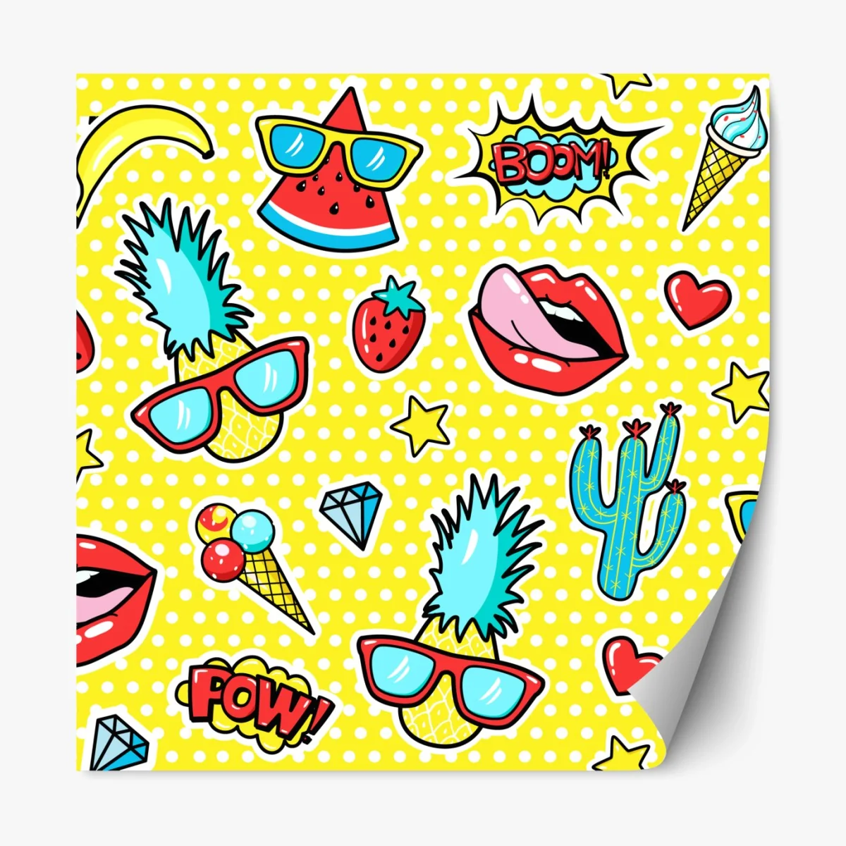 Repositionierbarer Aufkleber buntes pop-art aufklebermuster – Wallnifity® Repositionierbarer Aufkleber buntes pop-art aufklebermuster – Wallnifity®