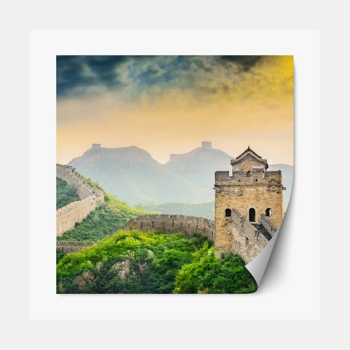 Repositionierbarer Aufkleber sonnenaufgang über der Chinesischen Mauer – Wallnifity®