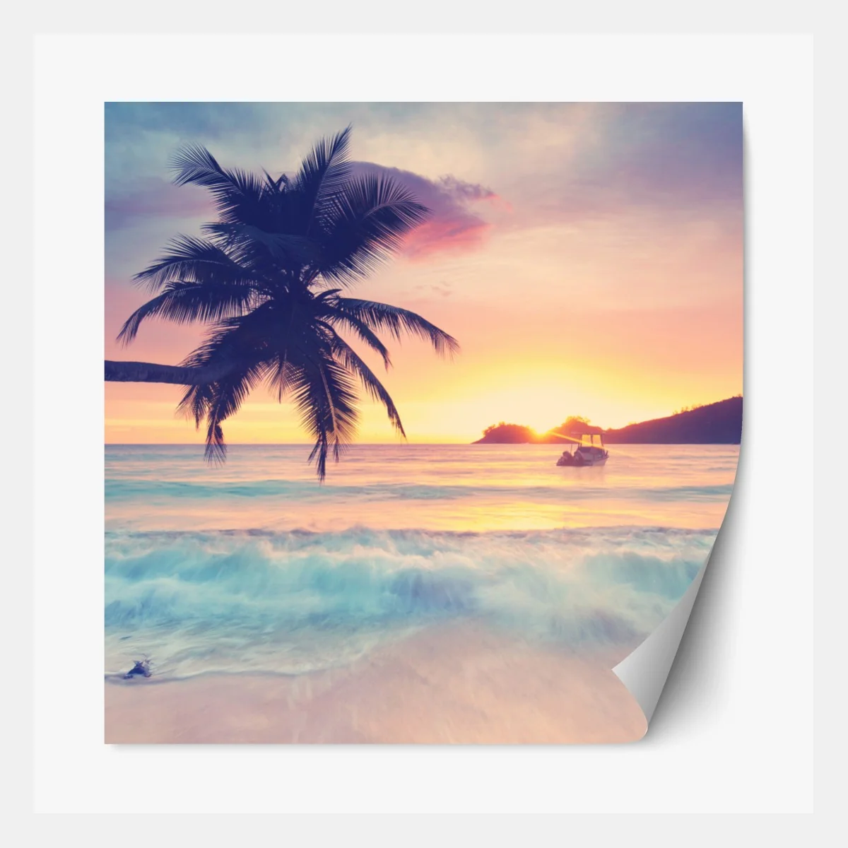 Repositionierbarer Aufkleber tropischer pastellsonnenuntergang am meer – Wallnifity® Repositionierbarer Aufkleber tropischer pastellsonnenuntergang am meer – Wallnifity®