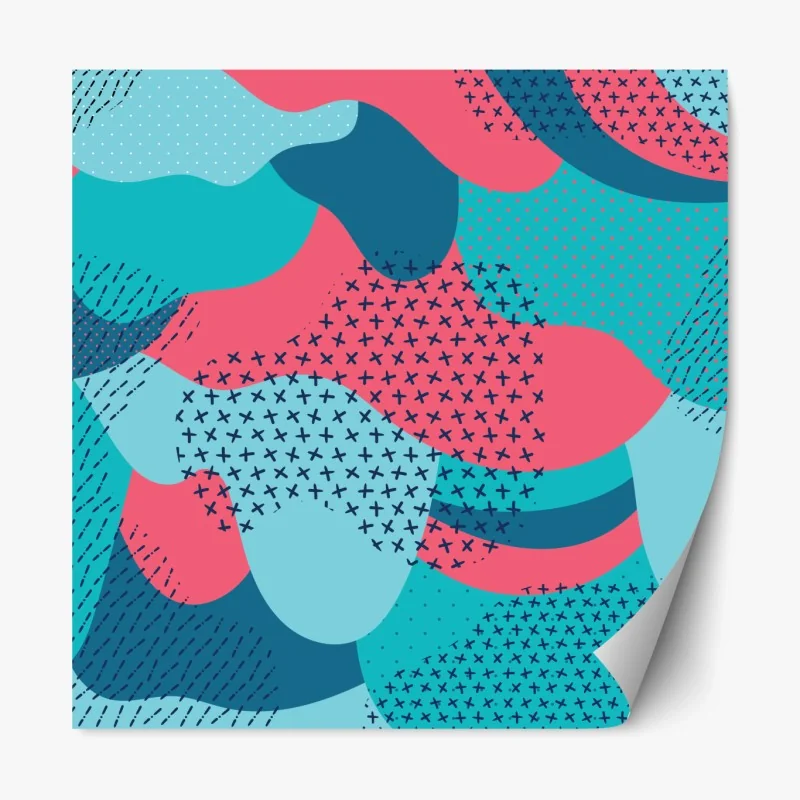 Repositionierbarer Aufkleber verspieltes türkisfarbenes abstraktes muster