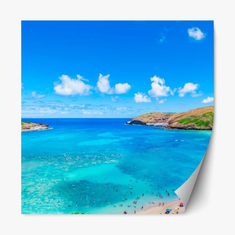 Repositionierbarer Aufkleber tropische türkisfarbene bucht panorama